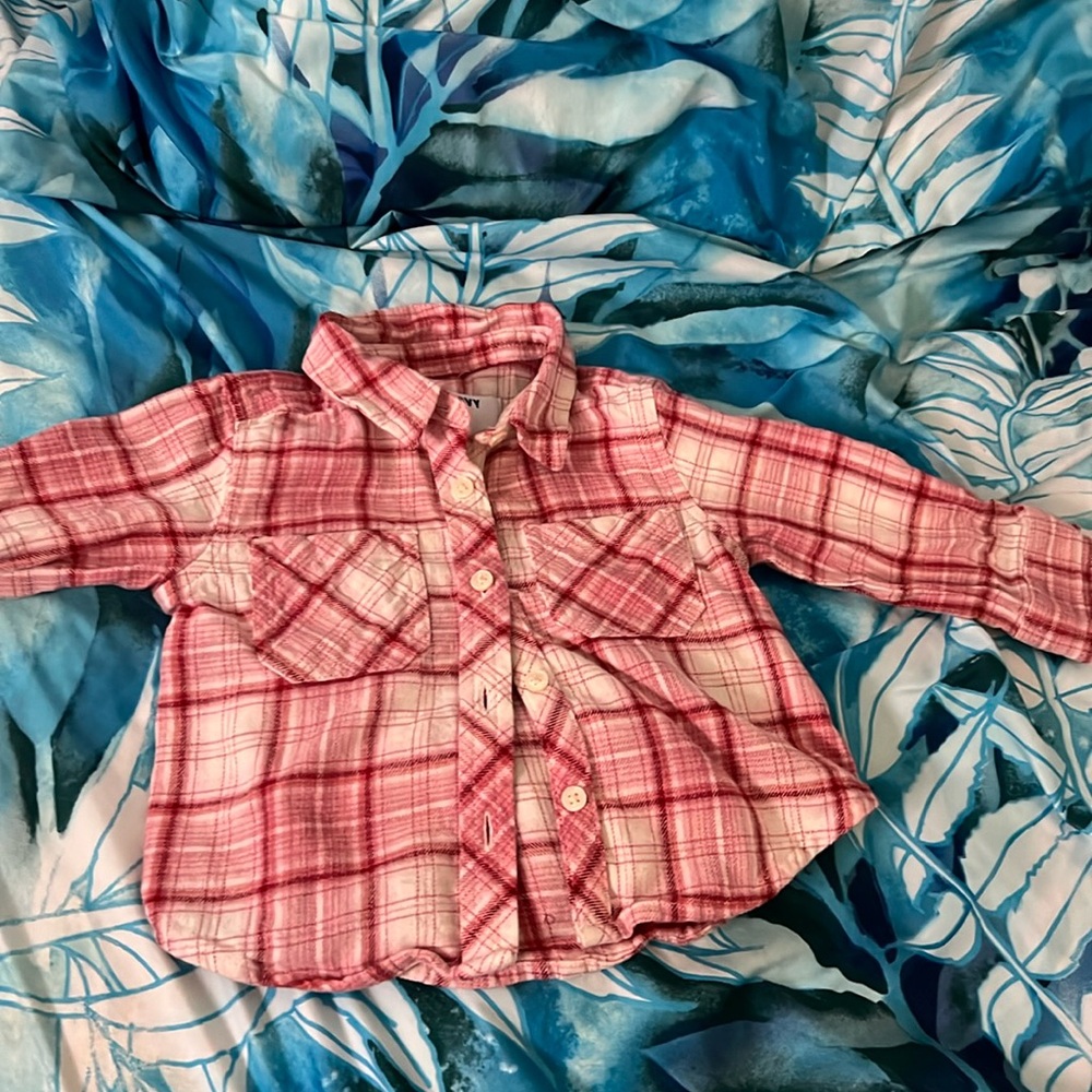 Flannel shirt pink and white